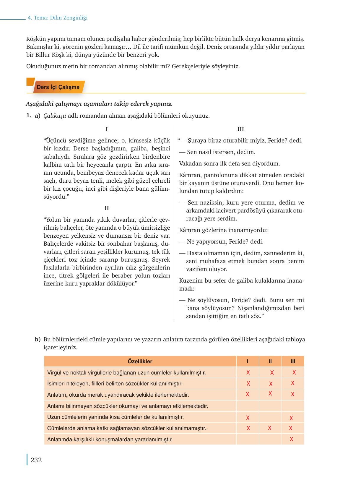 9. Sınıf Meb Yayınları Türkçe Ders Kitabı Sayfa 232 Cevapları