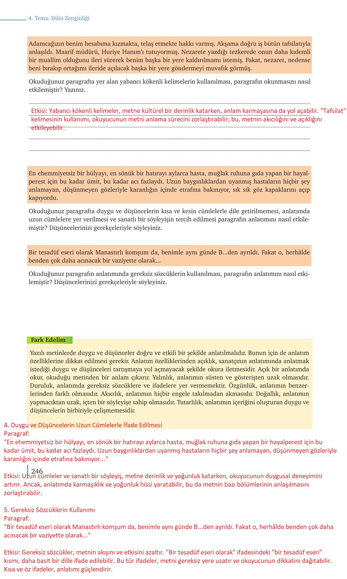 9. Sınıf Meb Yayınları Türkçe Ders Kitabı Sayfa 246 Cevapları