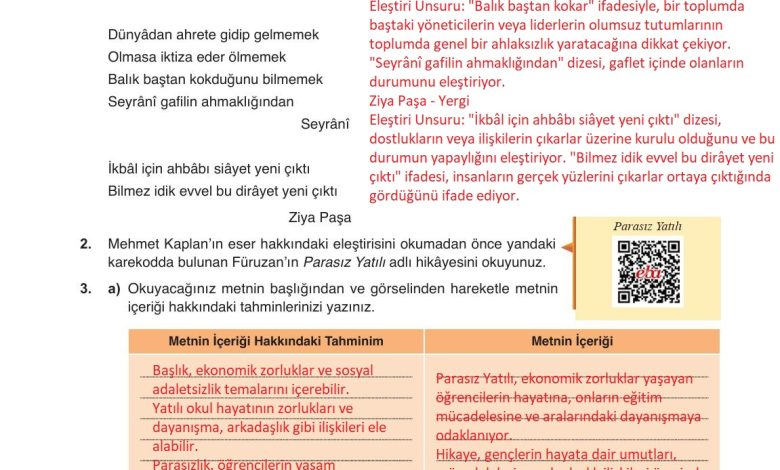 9. Sınıf Meb Yayınları Türkçe Ders Kitabı Sayfa 261 Cevapları