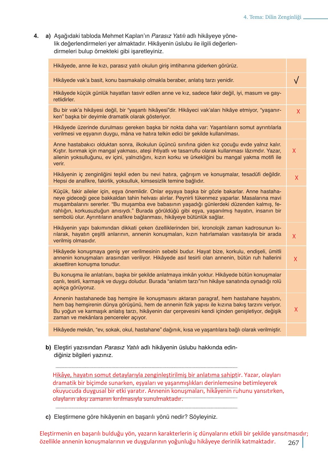 9. Sınıf Meb Yayınları Türkçe Ders Kitabı Sayfa 267 Cevapları