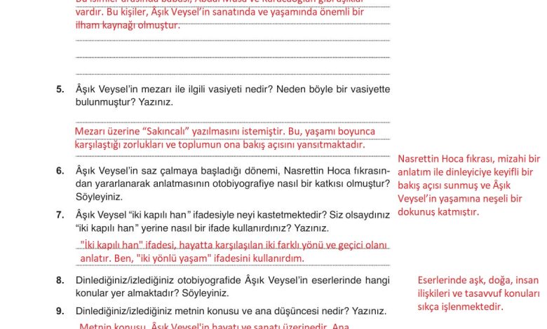 9. Sınıf Meb Yayınları Türkçe Ders Kitabı Sayfa 287 Cevapları