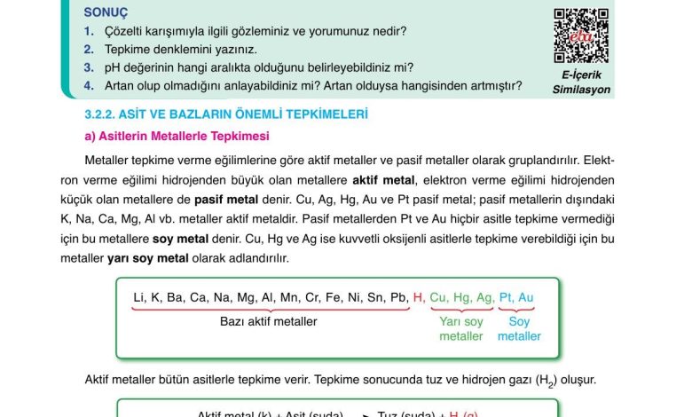 10. Sınıf Ata Yayıncılık Kimya Ders Kitabı Sayfa 149 Cevapları