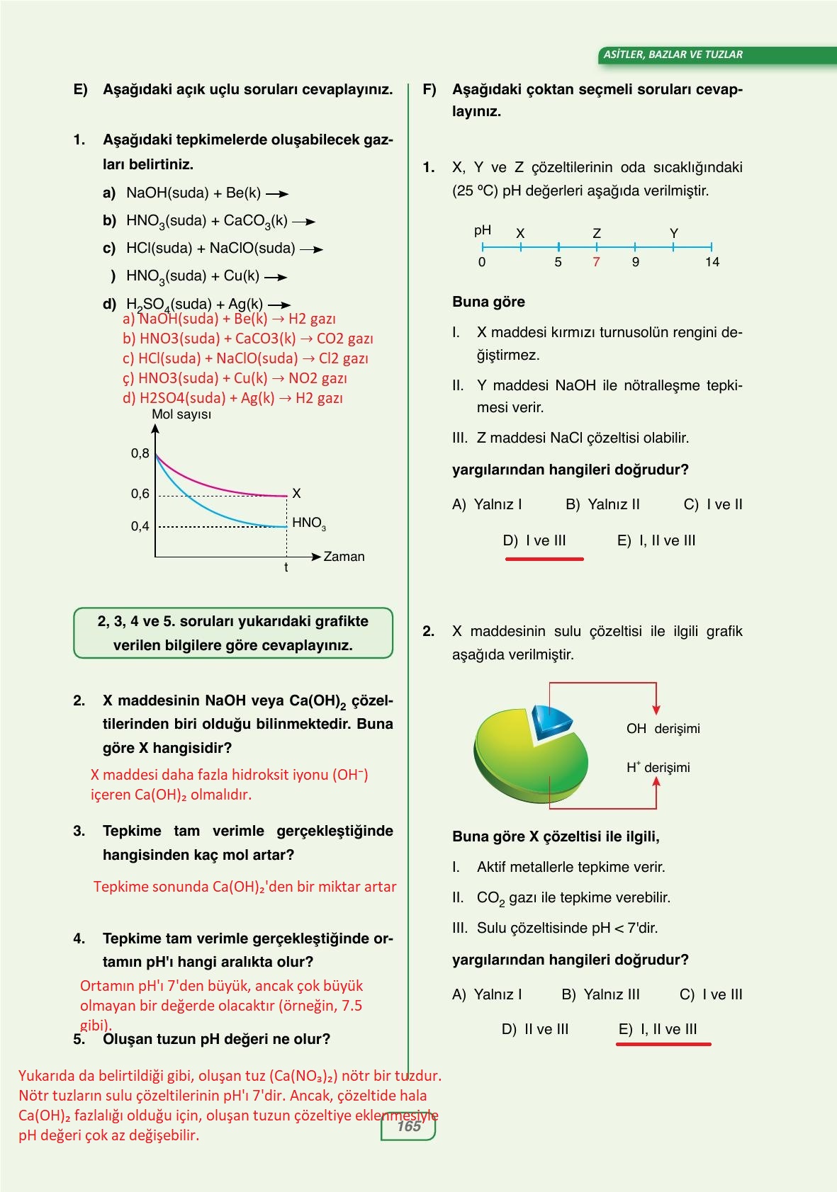 10. Sınıf Ata Yayıncılık Kimya Ders Kitabı Sayfa 165 Cevapları