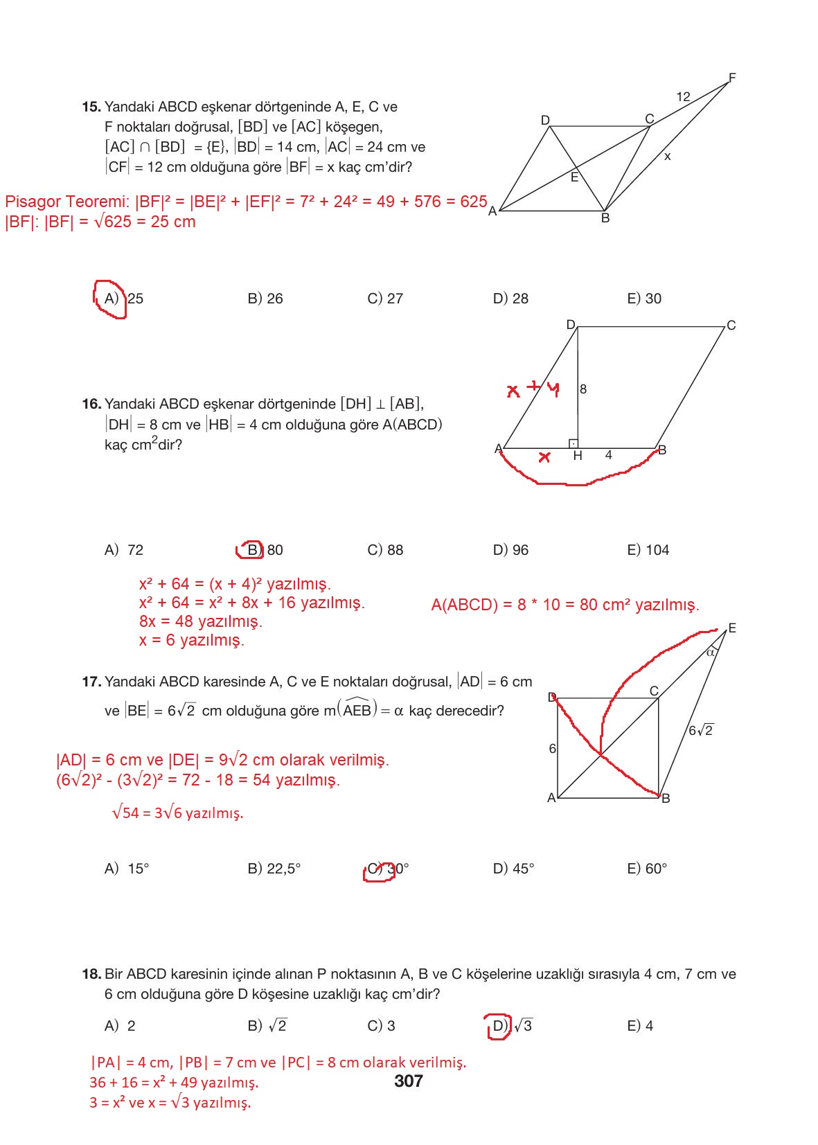 10. Sınıf Hecce Yayıncılık Matematik Ders Kitabı Sayfa 307 Cevapları