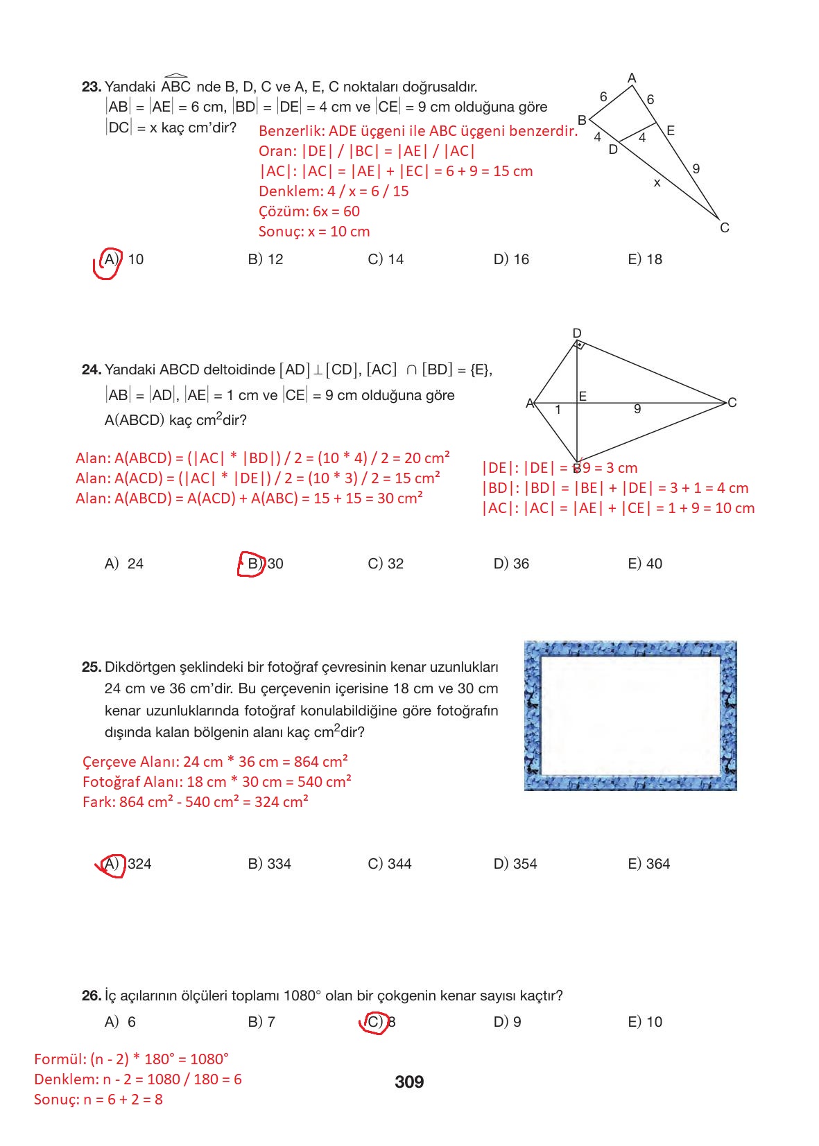 10. Sınıf Hecce Yayıncılık Matematik Ders Kitabı Sayfa 309 Cevapları