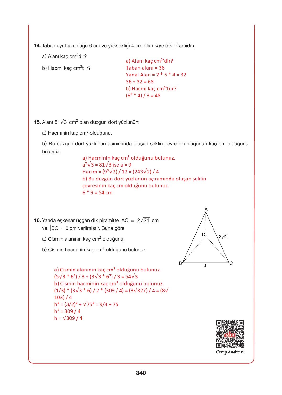 10. Sınıf Hecce Yayıncılık Matematik Ders Kitabı Sayfa 340 Cevapları