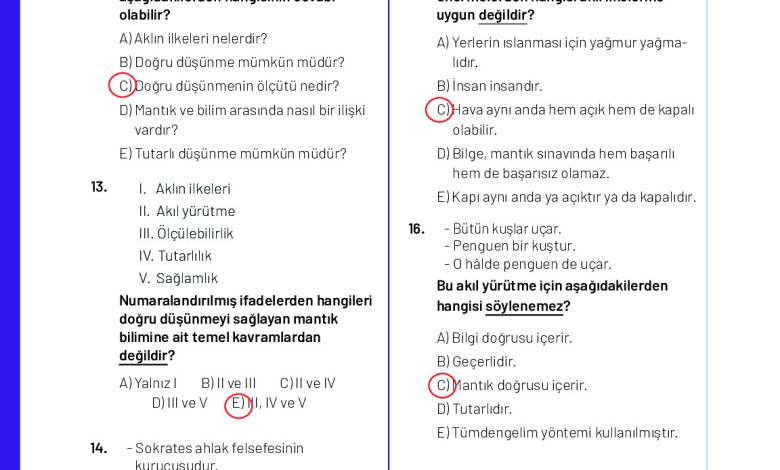 12. Sınıf Meb Yayınları Mantık Ders Kitabı Sayfa 30 Cevapları