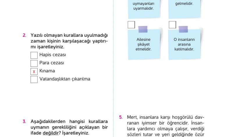 4. Sınıf Hecce Yayıncılık İnsan Hakları Yurttaşlık Ve Demokrasi Ders Kitabı Sayfa 83 Cevapları