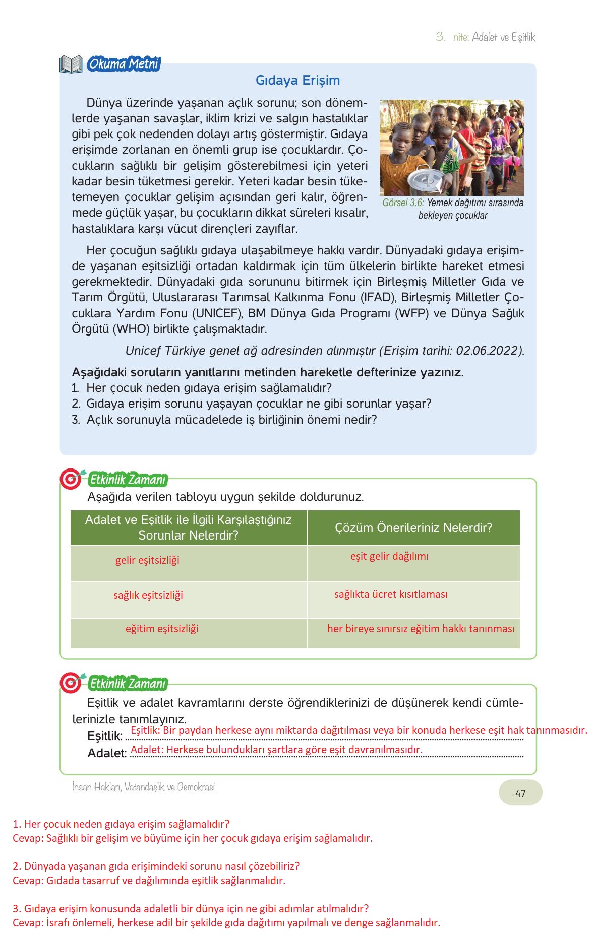 4. Sınıf Hecce Yayıncılık İnsan Hakları Yurttaşlık Ve Demokrasi Ders Kitabı Sayfa 47 Cevapları