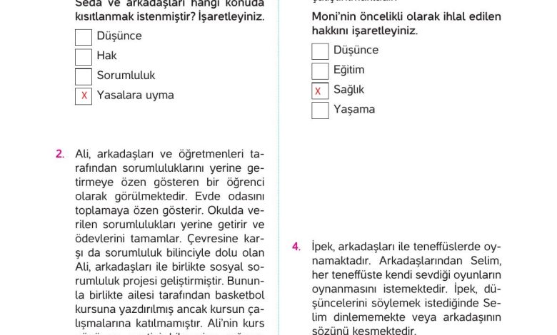 4. Sınıf Hecce Yayıncılık İnsan Hakları Yurttaşlık Ve Demokrasi Ders Kitabı Sayfa 39 Cevapları