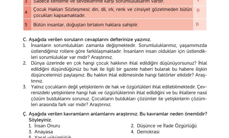 4. Sınıf Hecce Yayıncılık İnsan Hakları Yurttaşlık Ve Demokrasi Ders Kitabı Sayfa 38 Cevapları