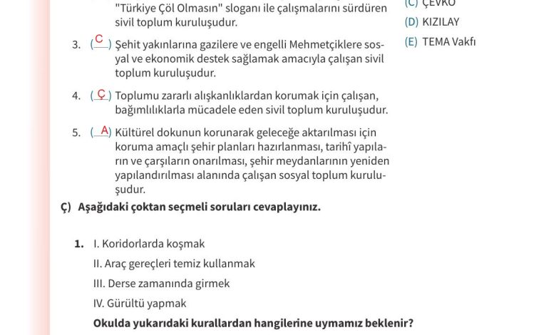 5. Sınıf Meb Yayınları 2. Kitap Ahlak Ve Vatandaşlık Eğitimi Ders Kitabı Sayfa 175 Cevapları