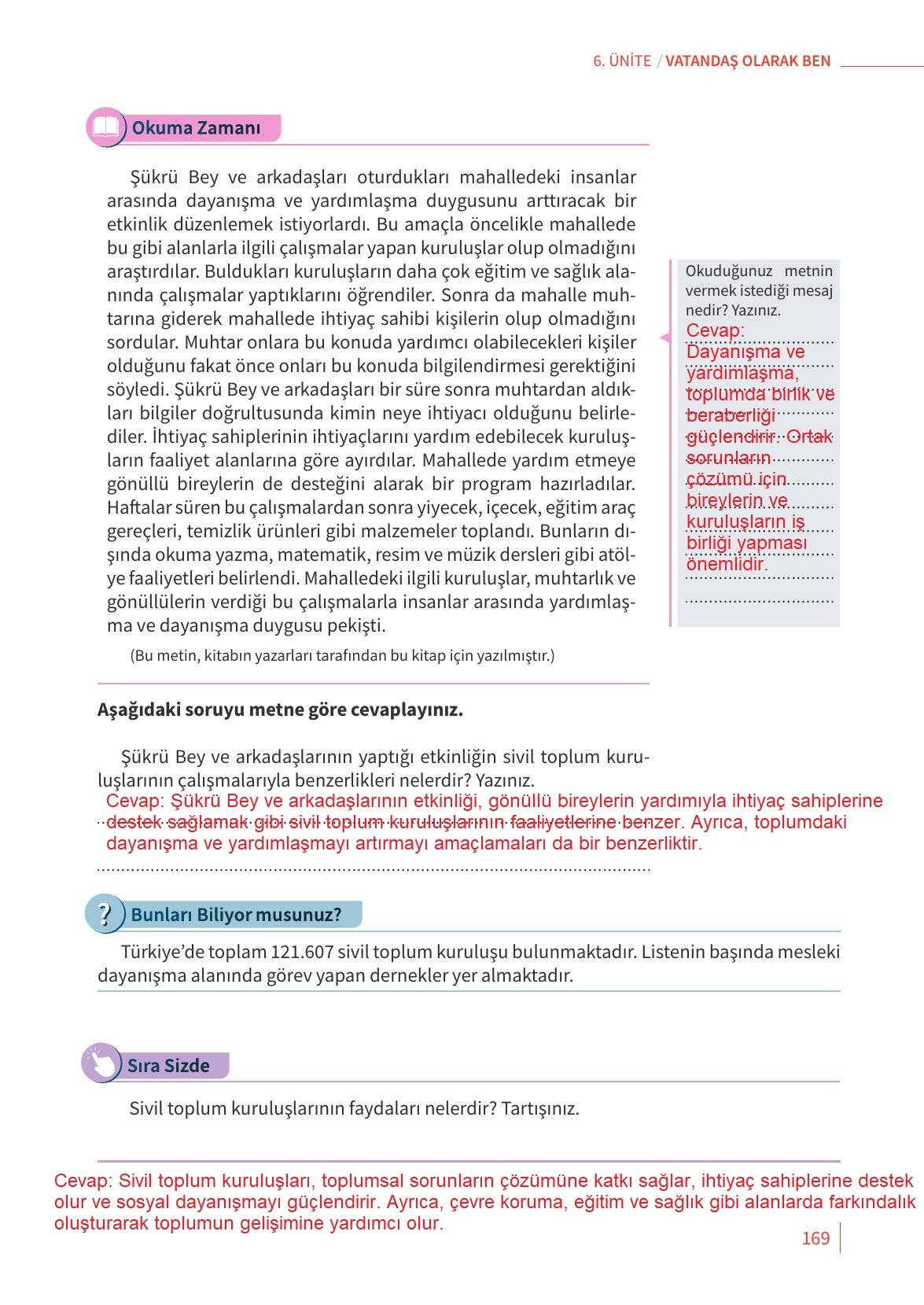 5. Sınıf Meb Yayınları 2. Kitap Ahlak Ve Vatandaşlık Eğitimi Ders Kitabı Sayfa 169 Cevapları