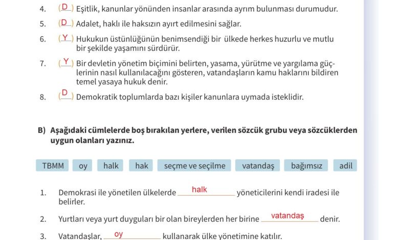 5. Sınıf Meb Yayınları 2. Kitap Ahlak Ve Vatandaşlık Eğitimi Ders Kitabı Sayfa 150 Cevapları