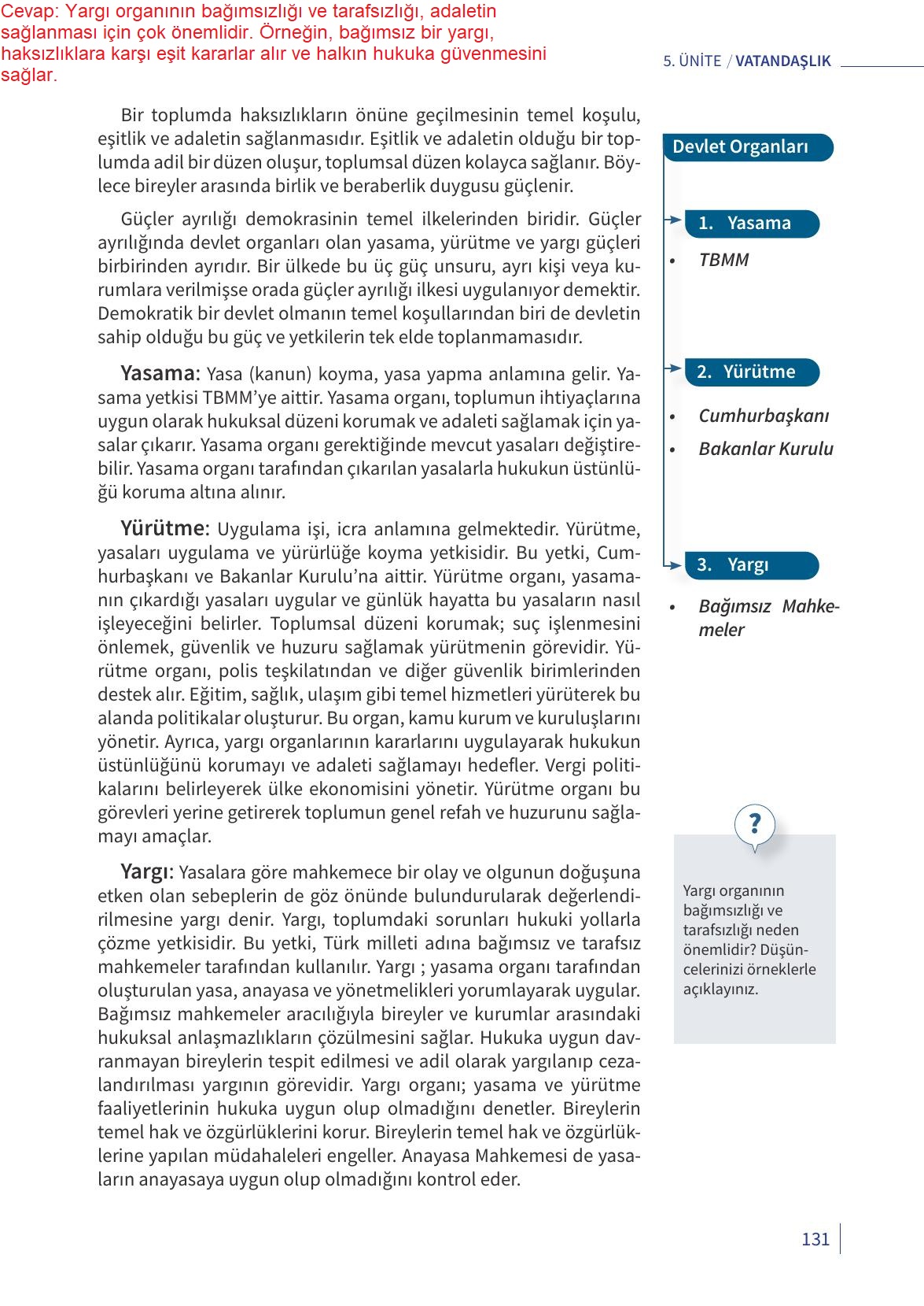 5. Sınıf Meb Yayınları 2. Kitap Ahlak Ve Vatandaşlık Eğitimi Ders Kitabı Sayfa 131 Cevapları