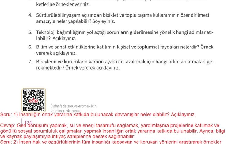 5. Sınıf Meb Yayınları 2. Kitap Ahlak Ve Vatandaşlık Eğitimi Ders Kitabı Sayfa 124 Cevapları