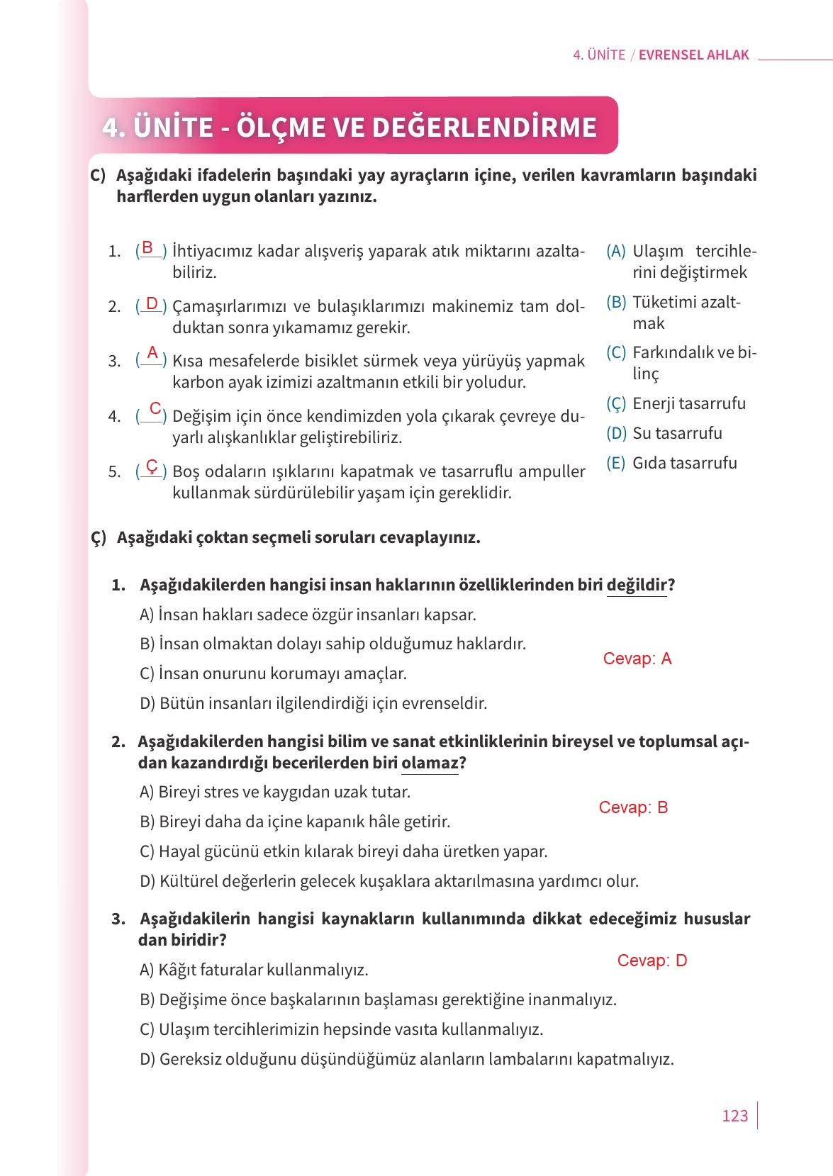 5. Sınıf Meb Yayınları 2. Kitap Ahlak Ve Vatandaşlık Eğitimi Ders Kitabı Sayfa 123 Cevapları