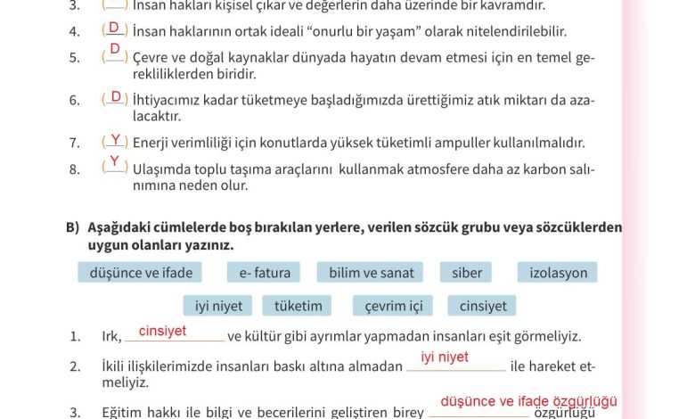 5. Sınıf Meb Yayınları 2. Kitap Ahlak Ve Vatandaşlık Eğitimi Ders Kitabı Sayfa 122 Cevapları