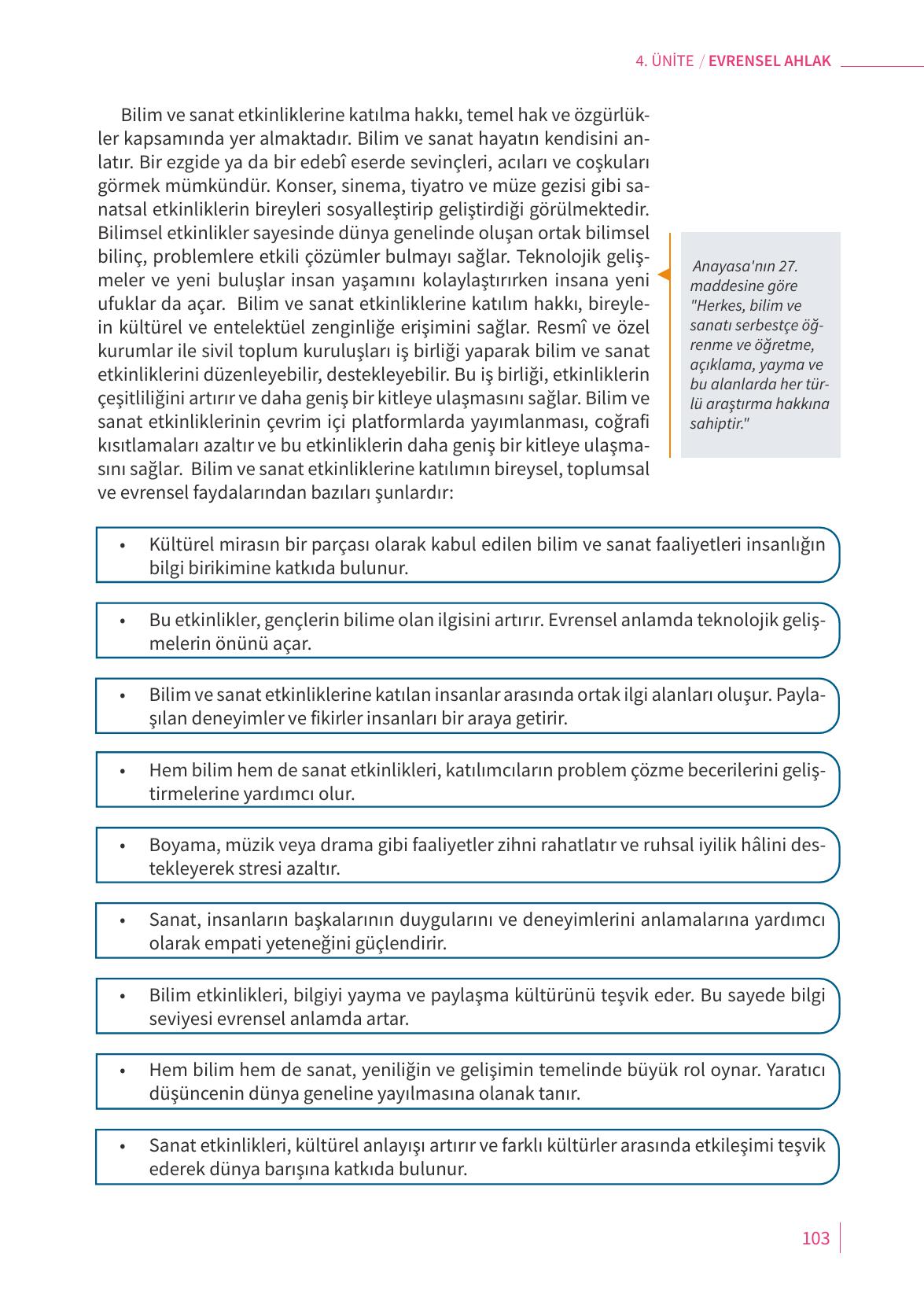 5. Sınıf Meb Yayınları 2. Kitap Ahlak Ve Vatandaşlık Eğitimi Ders Kitabı Sayfa 103 Cevapları