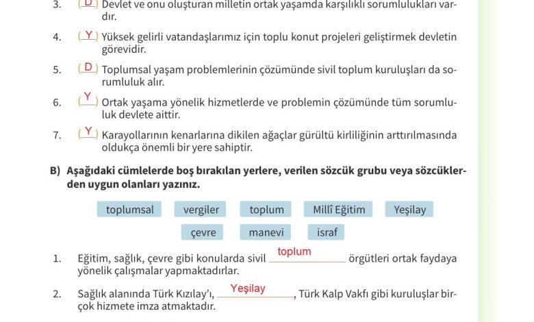 5. Sınıf Meb Yayınları 2. Kitap Ahlak Ve Vatandaşlık Eğitimi Ders Kitabı Sayfa 90 Cevapları