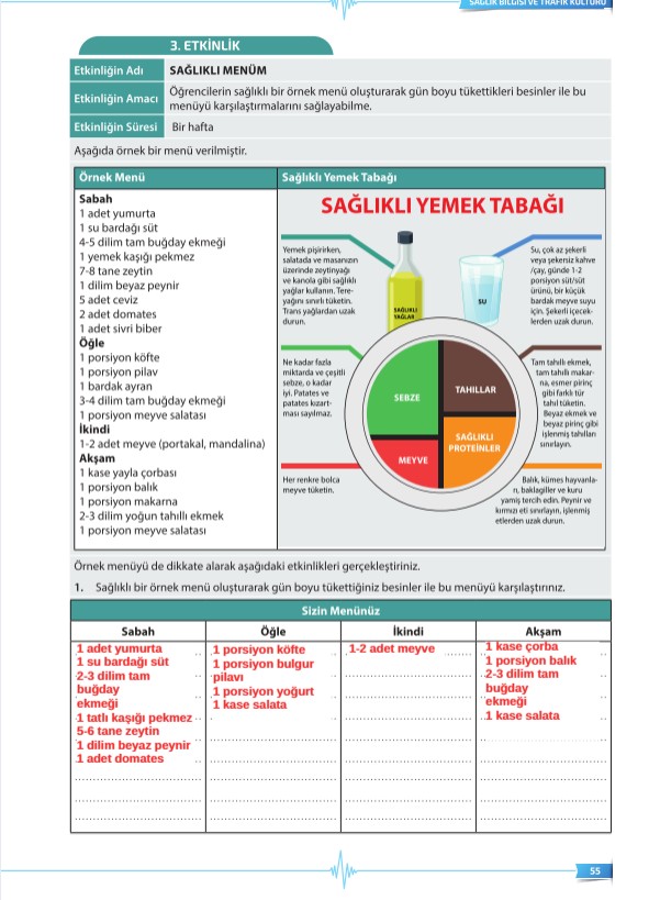 9. Sınıf Meb Yayınları Sağlık Bilgisi Ve Trafik Kültürü Ders Kitabı Sayfa 55 Cevapları