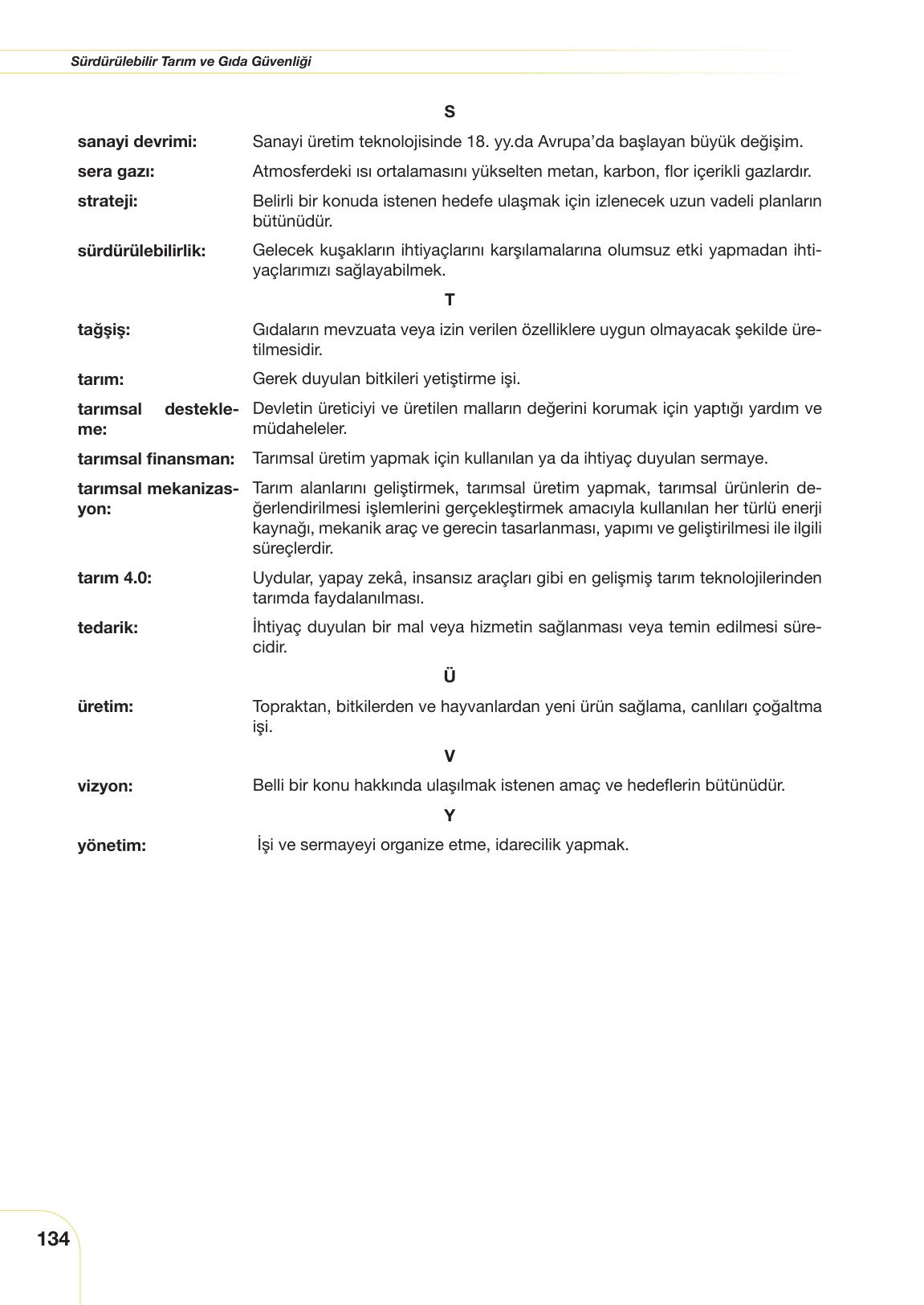 10. Sınıf Meb Yayınları Sürdürülebilir Tarım Ve Gıda Güvenliği Ders Kitabı Sayfa 134 Cevapları