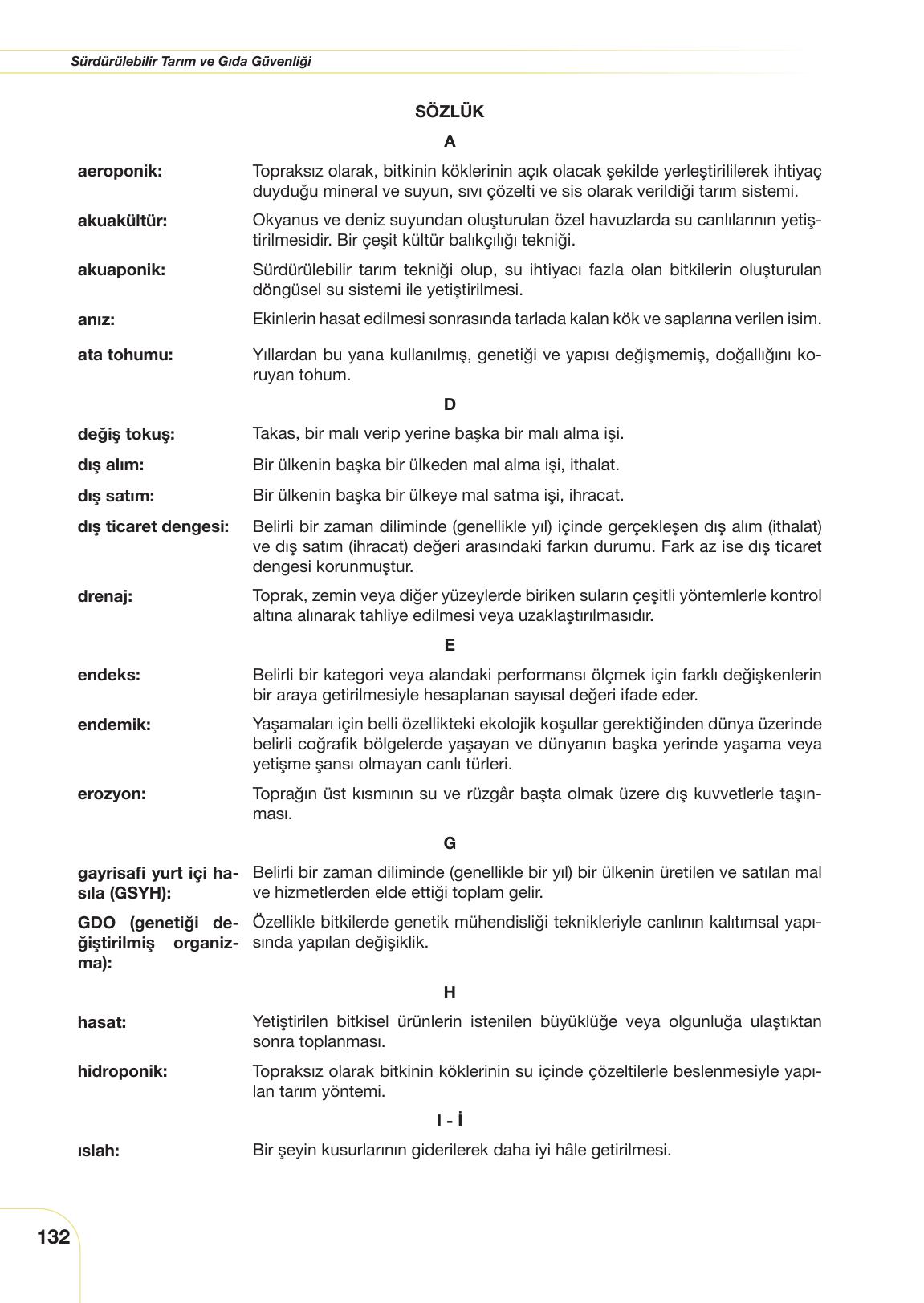 10. Sınıf Meb Yayınları Sürdürülebilir Tarım Ve Gıda Güvenliği Ders Kitabı Sayfa 132 Cevapları