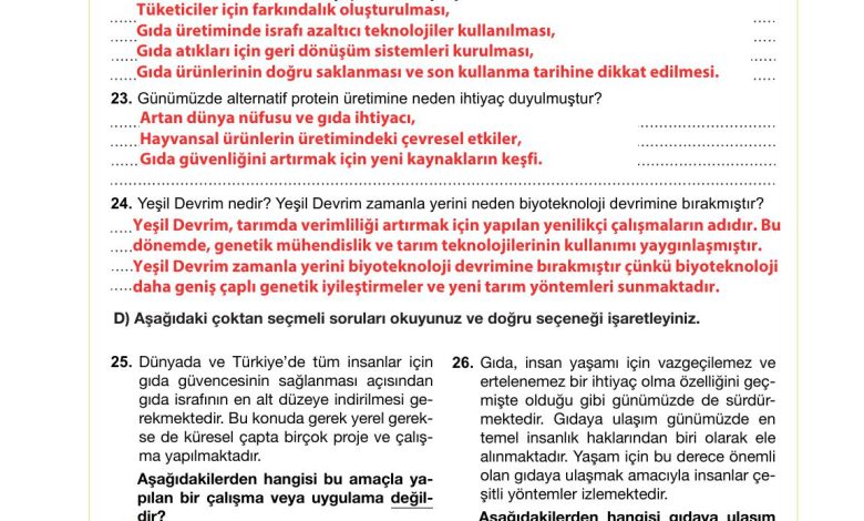 10. Sınıf Meb Yayınları Sürdürülebilir Tarım Ve Gıda Güvenliği Ders Kitabı Sayfa 129 Cevapları