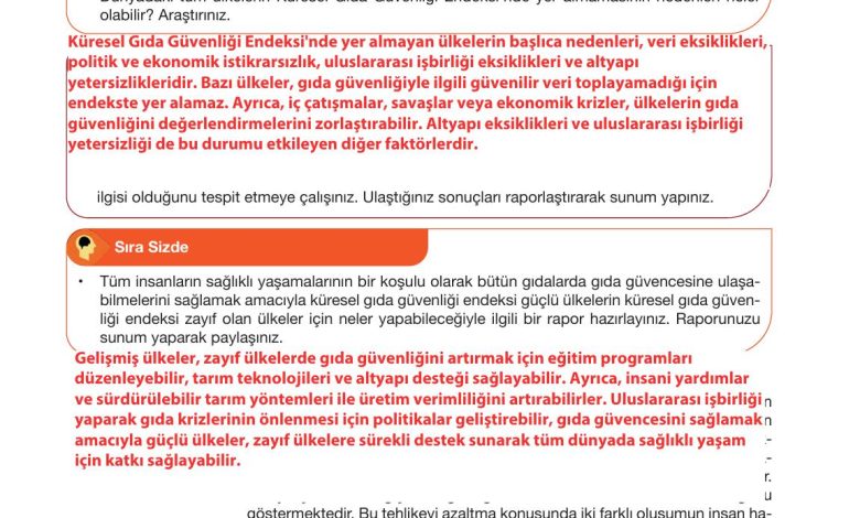 10. Sınıf Meb Yayınları Sürdürülebilir Tarım Ve Gıda Güvenliği Ders Kitabı Sayfa 120 Cevapları