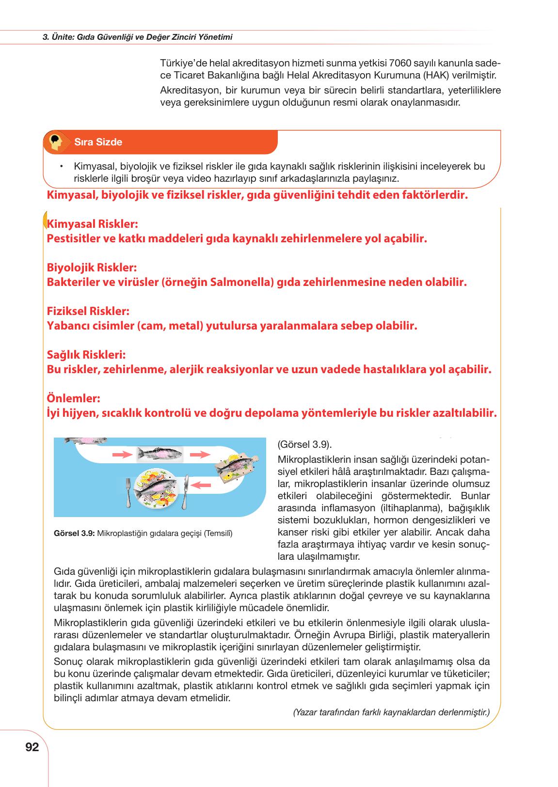 10. Sınıf Meb Yayınları Tarım Ve Gıda Güvenliği Ders Kitabı Sayfa 92 Cevapları