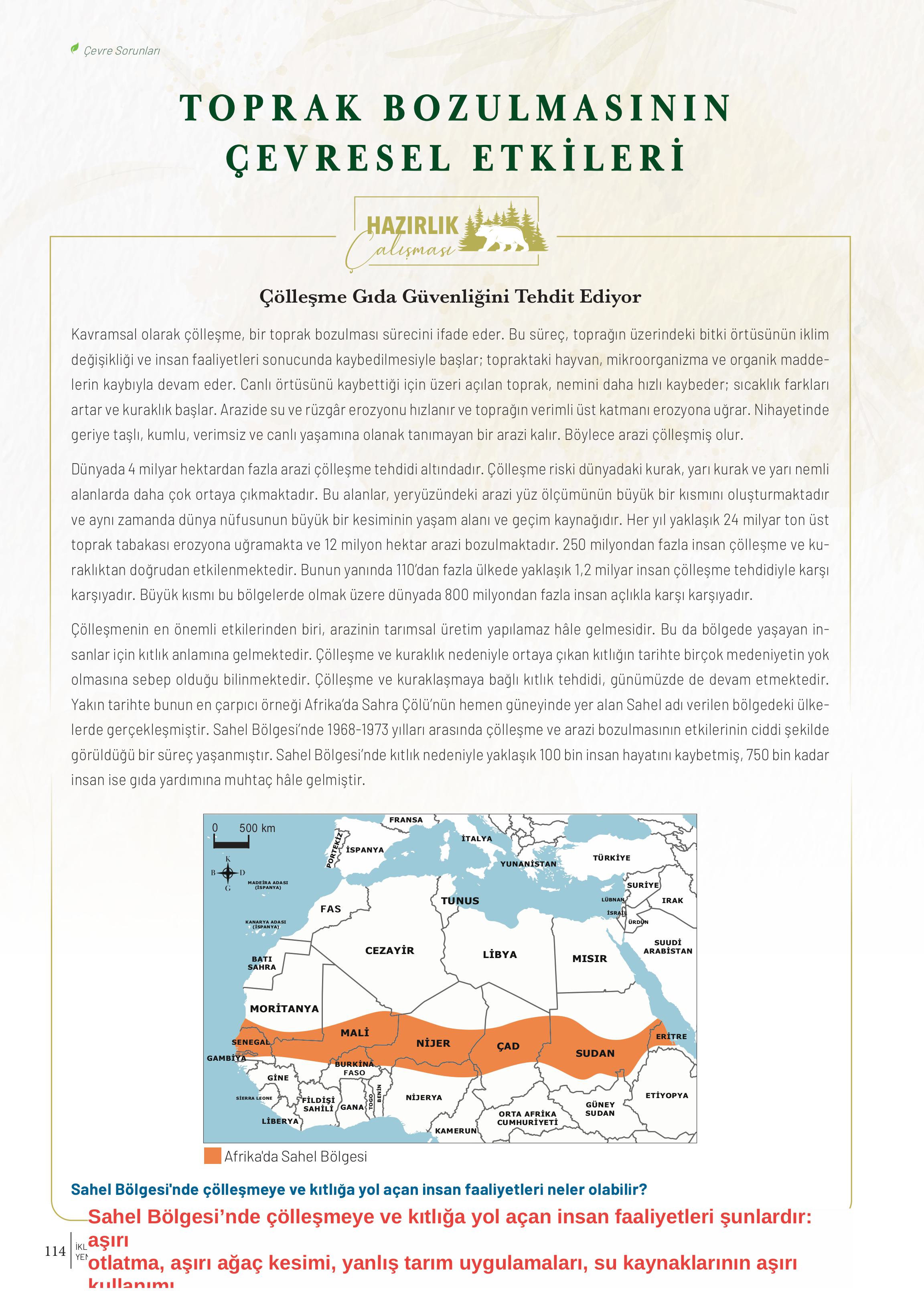 11. Sınıf Meb Yayınları İklim Çevre Ve Yenilikçi Çözümler Ders Kitabı Sayfa 114 Cevapları