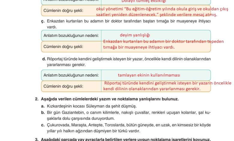 11. Sınıf Gizem Yayınları Türk Dili Ve Edebiyatı Ders Kitabı Sayfa 302 Cevapları