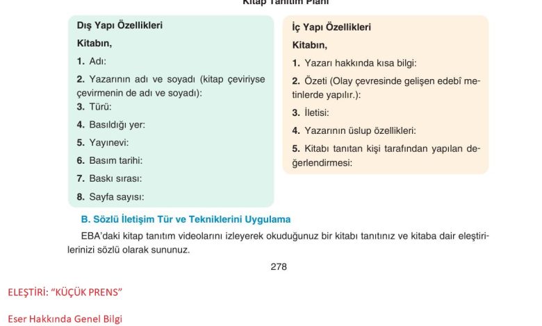 11. Sınıf Gizem Yayınları Türk Dili Ve Edebiyatı Ders Kitabı Sayfa 278 Cevapları