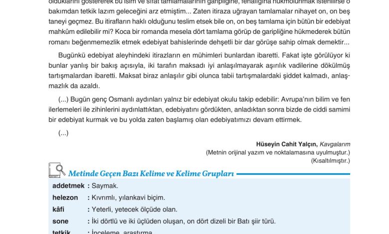 11. Sınıf Gizem Yayınları Türk Dili Ve Edebiyatı Ders Kitabı Sayfa 274 Cevapları