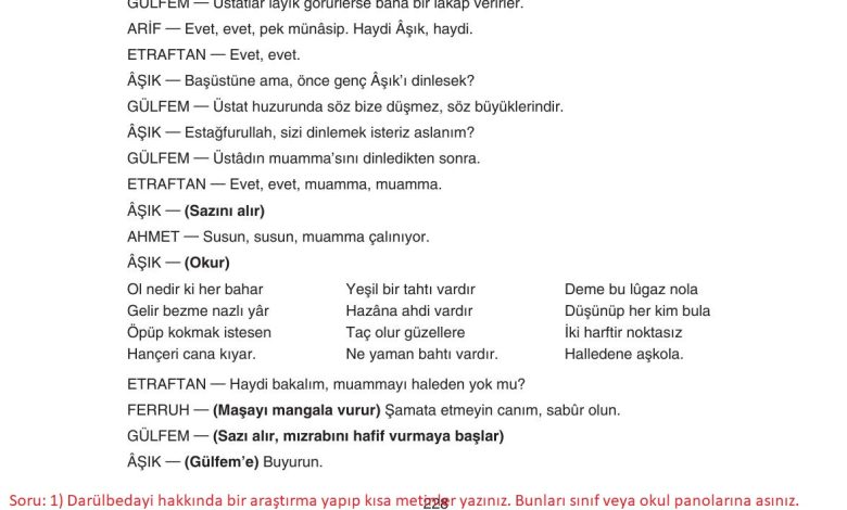 11. Sınıf Gizem Yayınları Türk Dili Ve Edebiyatı Ders Kitabı Sayfa 228 Cevapları