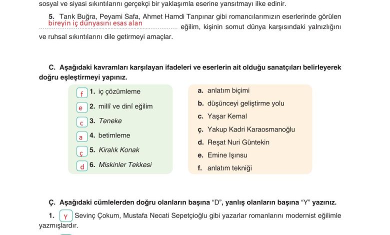 11. Sınıf Gizem Yayınları Türk Dili Ve Edebiyatı Ders Kitabı Sayfa 221 Cevapları