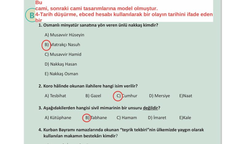 12. Sınıf Meb Yayınları İslam Kültür Ve Medeniyeti Ders Kitabı Sayfa 101 Cevapları