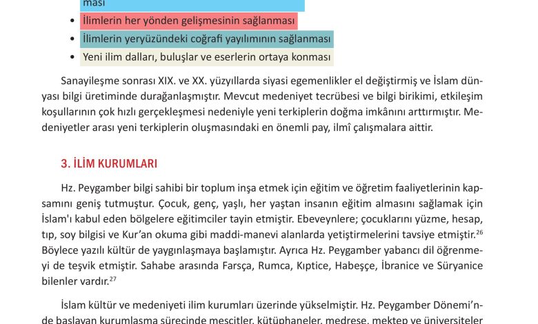 12. Sınıf Meb Yayınları İslam Kültür Ve Medeniyeti Ders Kitabı Sayfa 73 Cevapları