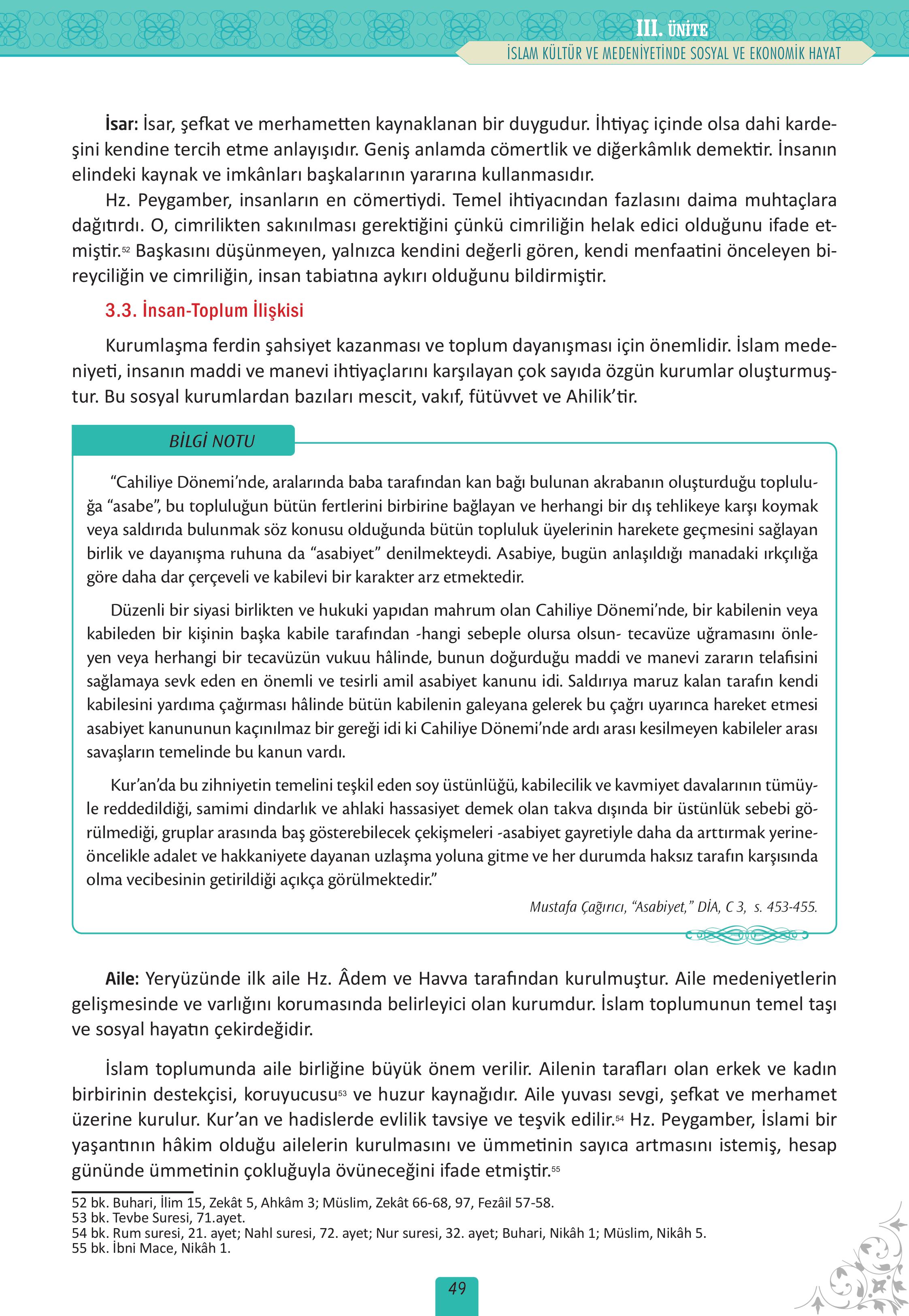 12. Sınıf Meb Yayınları İslam Kültür Ve Medeniyeti Ders Kitabı Sayfa 49 Cevapları