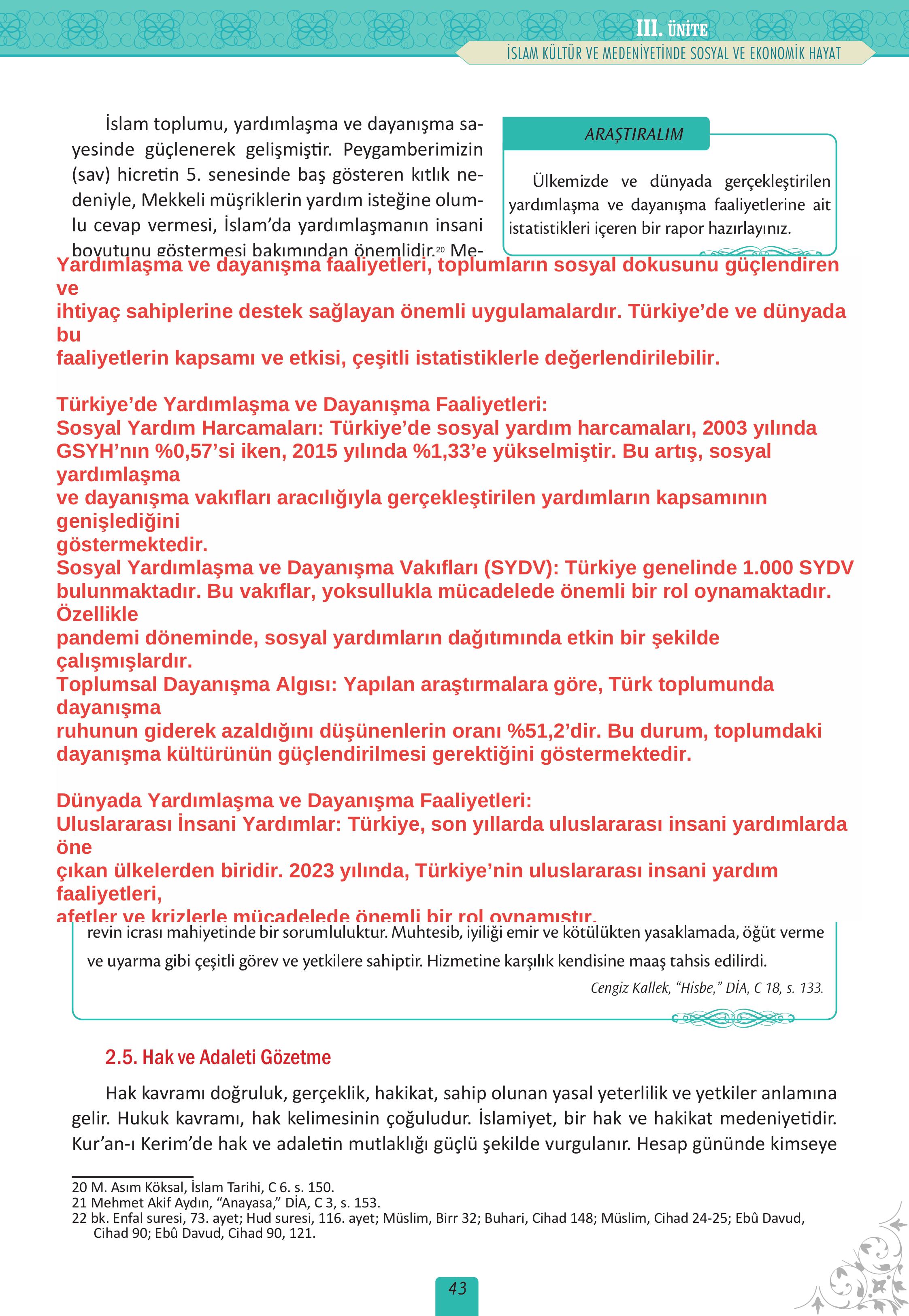 12. Sınıf Meb Yayınları İslam Kültür Ve Medeniyeti Ders Kitabı Sayfa 43 Cevapları