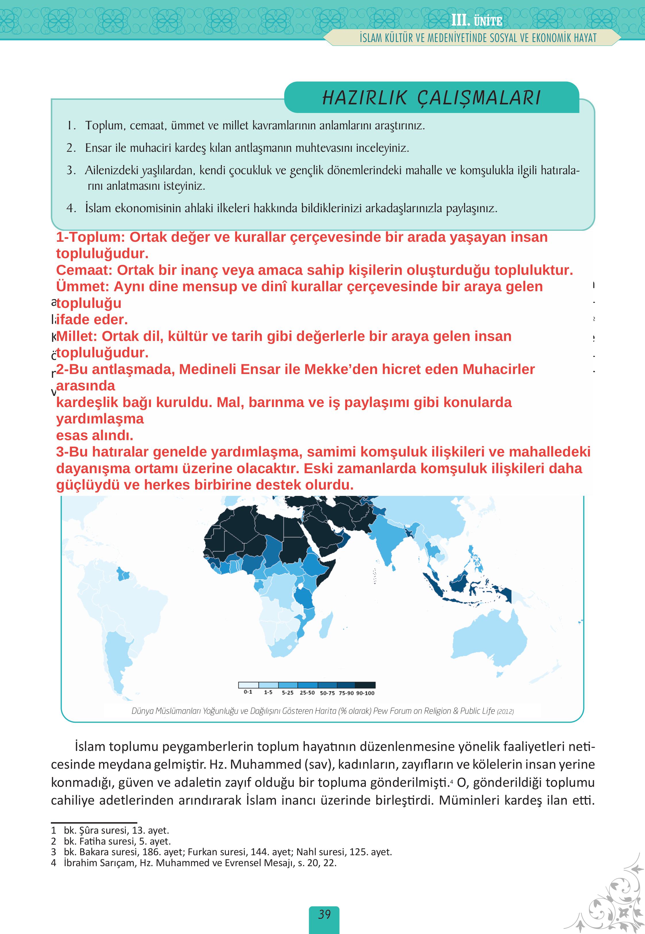 12. Sınıf Meb Yayınları İslam Kültür Ve Medeniyeti Ders Kitabı Sayfa 39 Cevapları