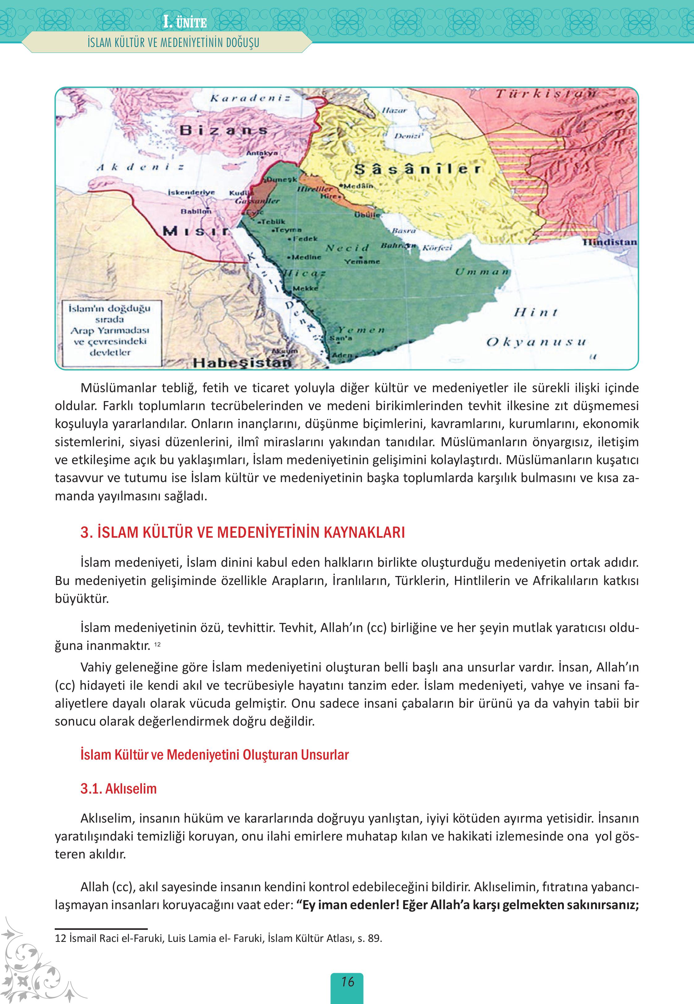 12. Sınıf Meb Yayınları İslam Kültür Ve Medeniyeti Ders Kitabı Sayfa 16 Cevapları