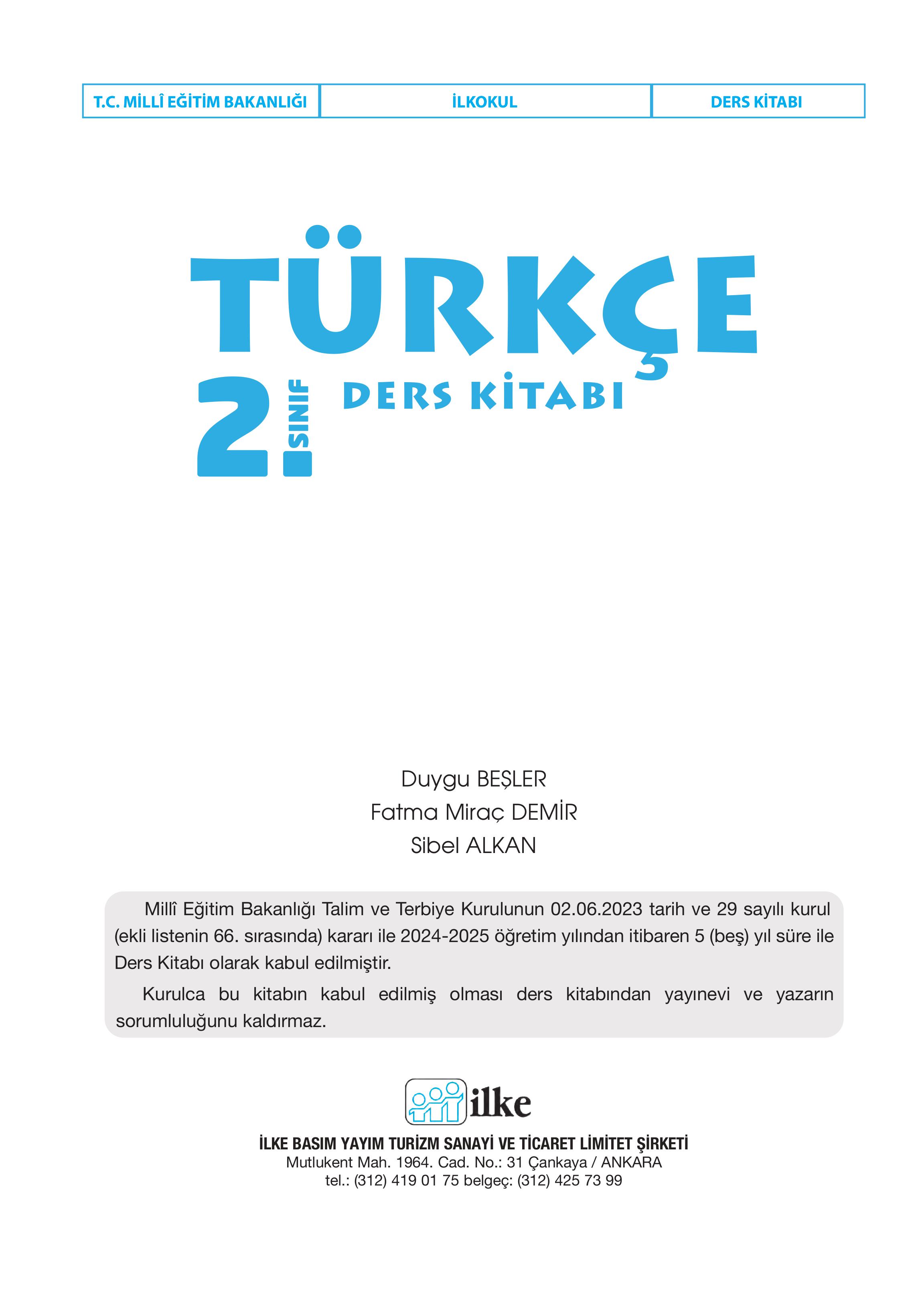 2. Sınıf İlke Yayınları Türkçe Ders Kitabı Sayfa 1 Cevapları