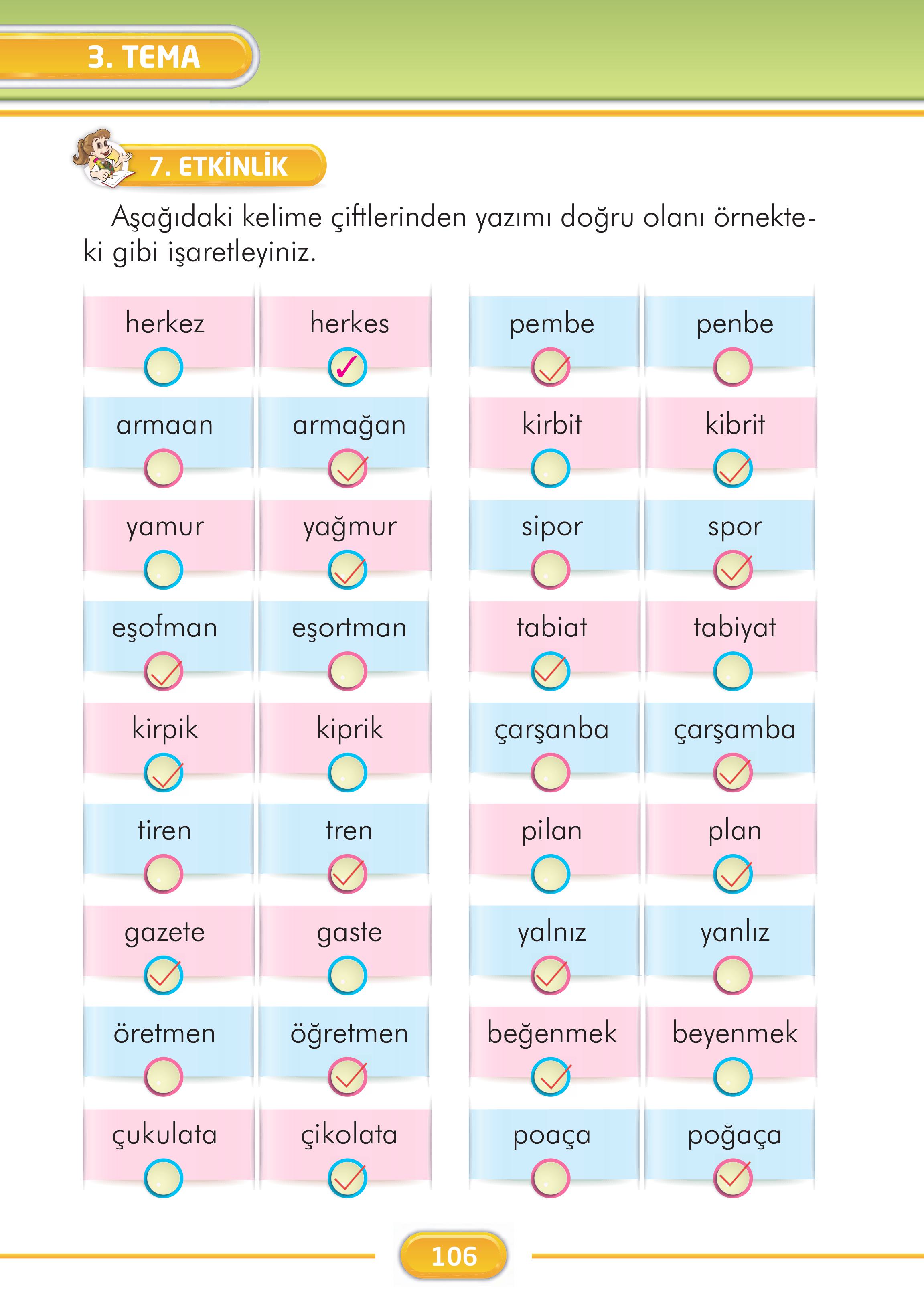 2. Sınıf İlke Yayınları Türkçe Ders Kitabı Sayfa 106 Cevapları