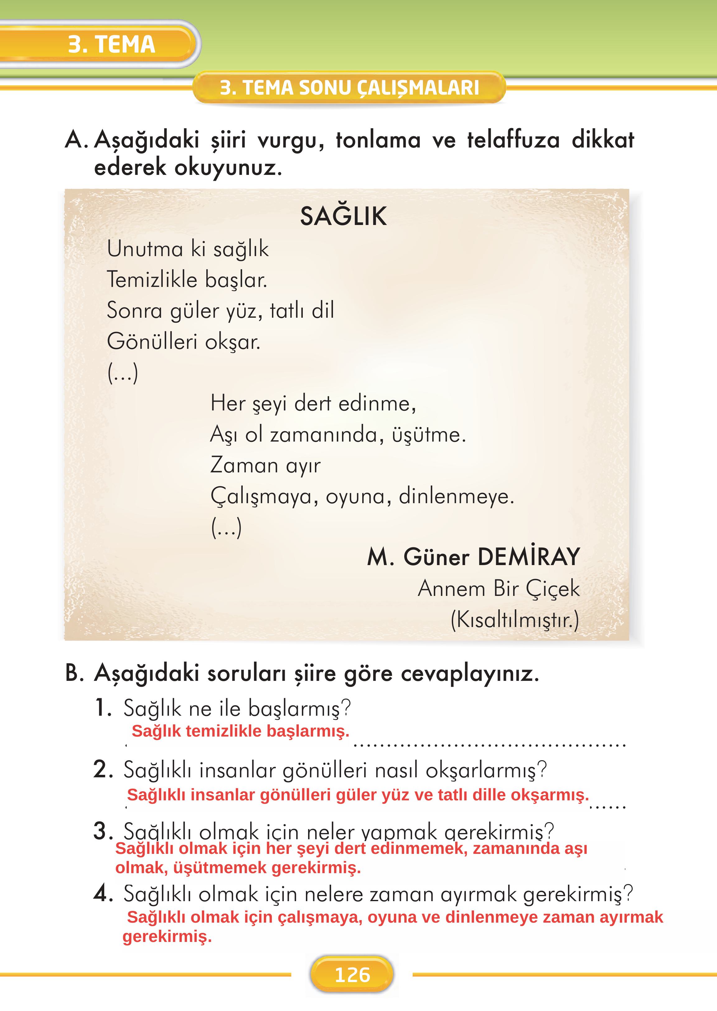 2. Sınıf İlke Yayınları Türkçe Ders Kitabı Sayfa 126 Cevapları