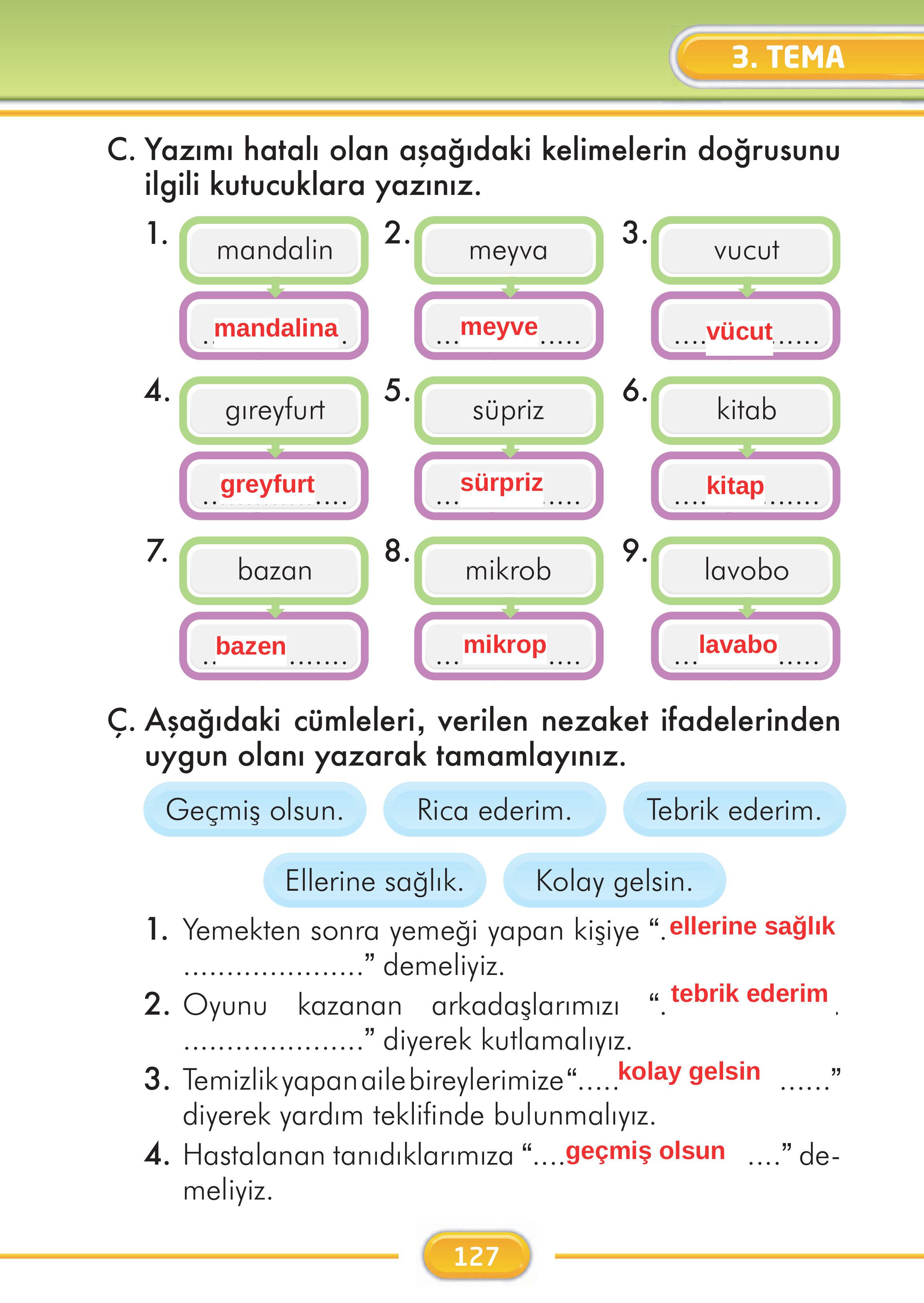 2. Sınıf İlke Yayınları Türkçe Ders Kitabı Sayfa 127 Cevapları