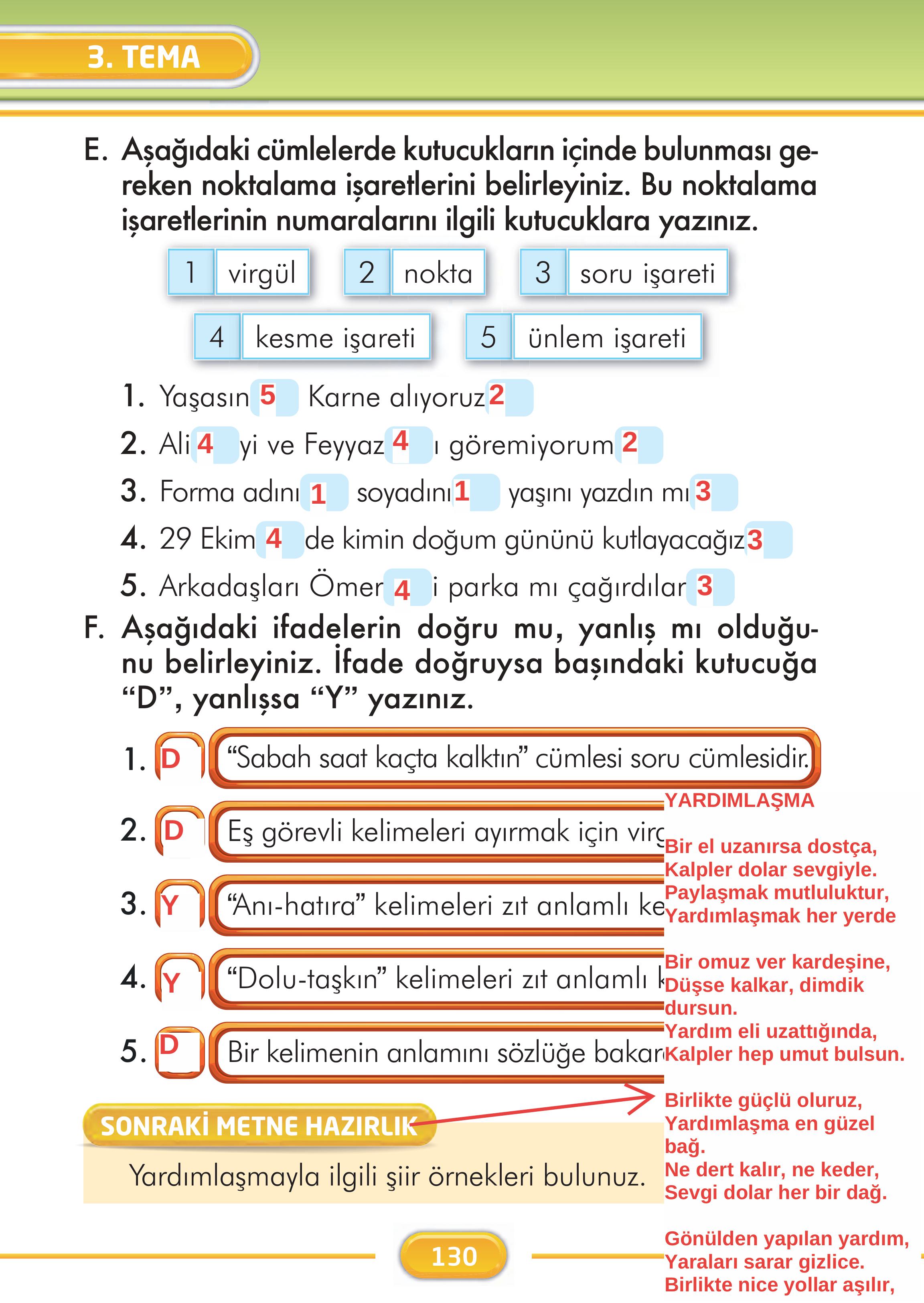 2. Sınıf İlke Yayınları Türkçe Ders Kitabı Sayfa 130 Cevapları