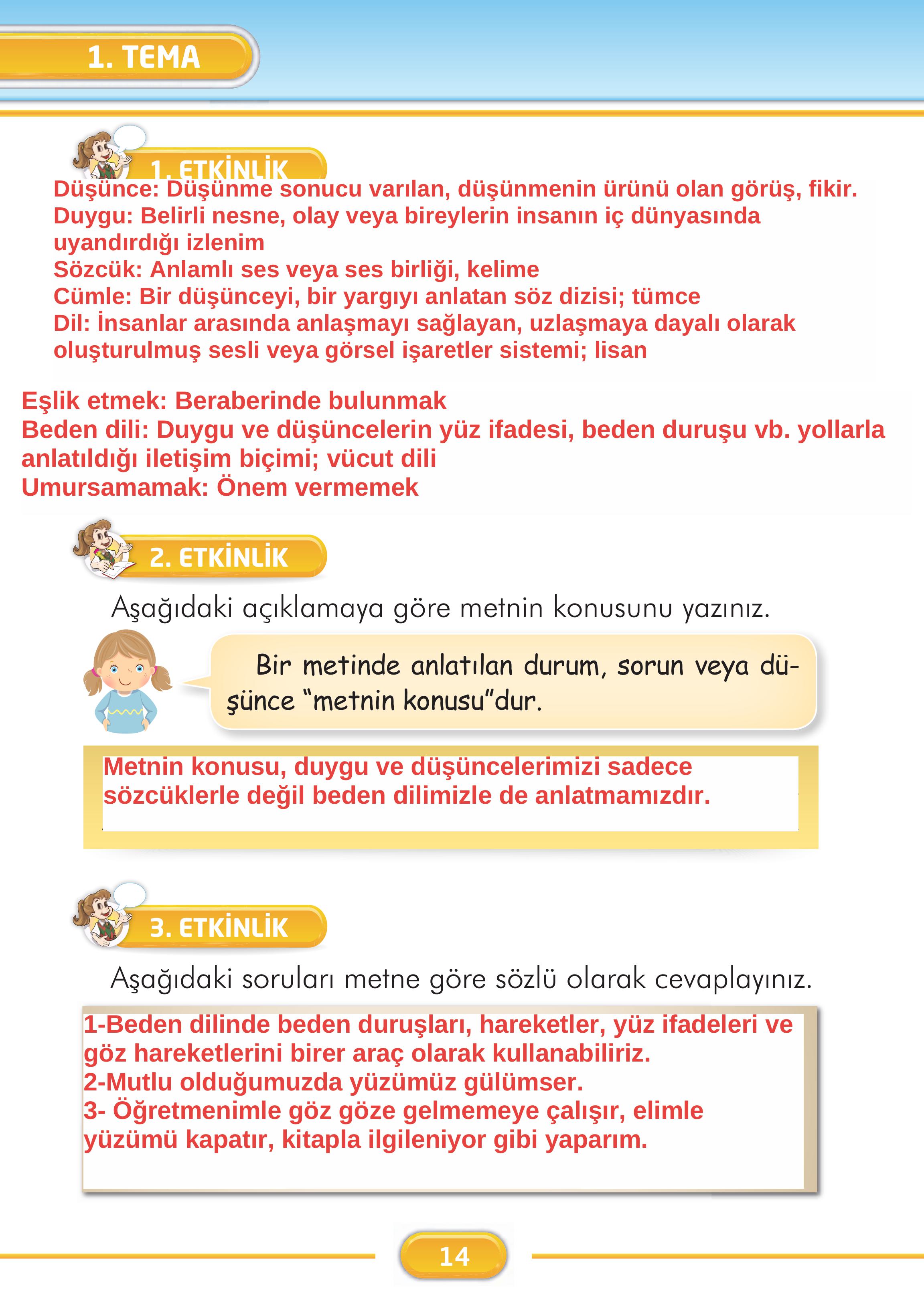 2. Sınıf İlke Yayınları Türkçe Ders Kitabı Sayfa 14 Cevapları