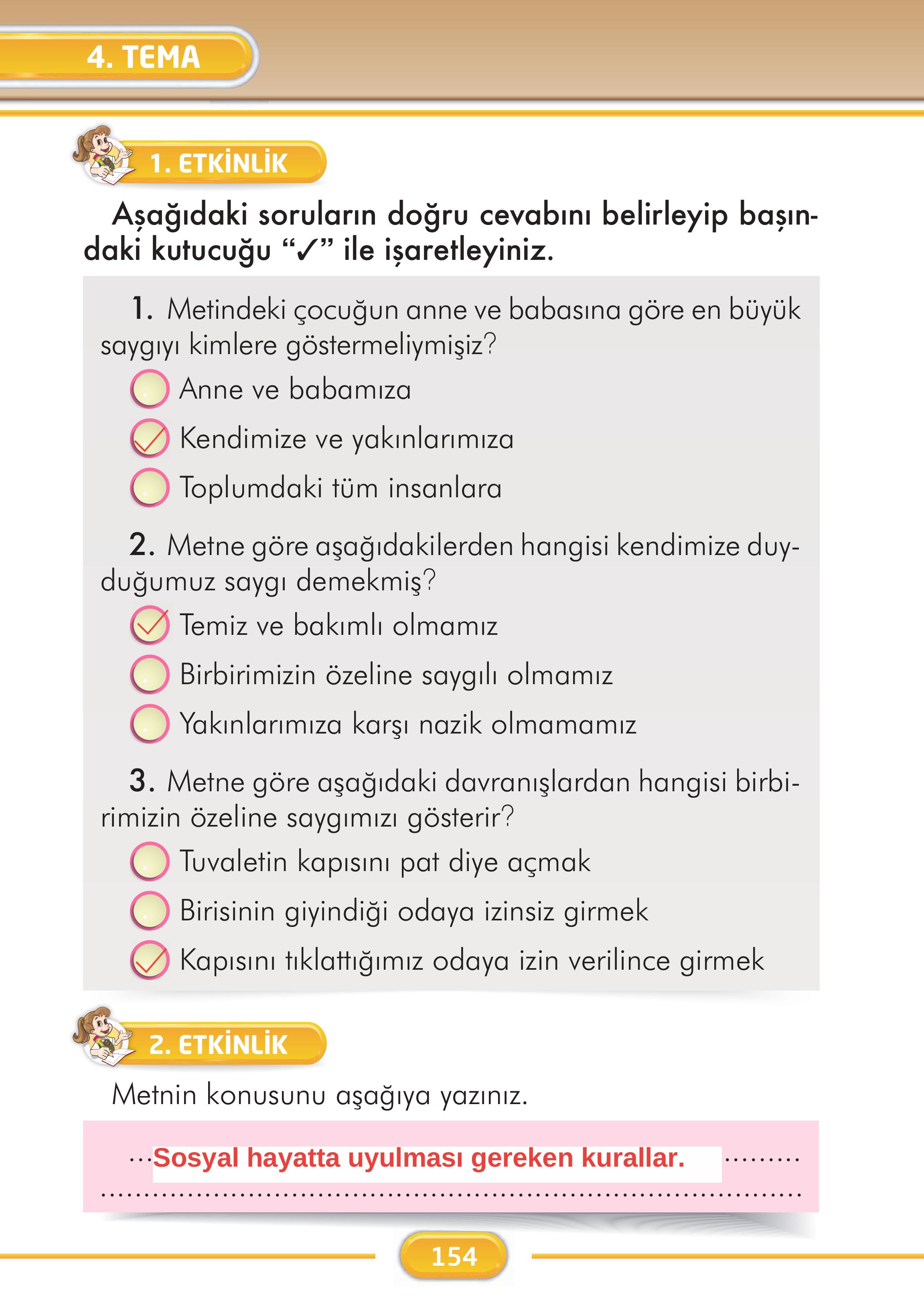 2. Sınıf İlke Yayınları Türkçe Ders Kitabı Sayfa 154 Cevapları