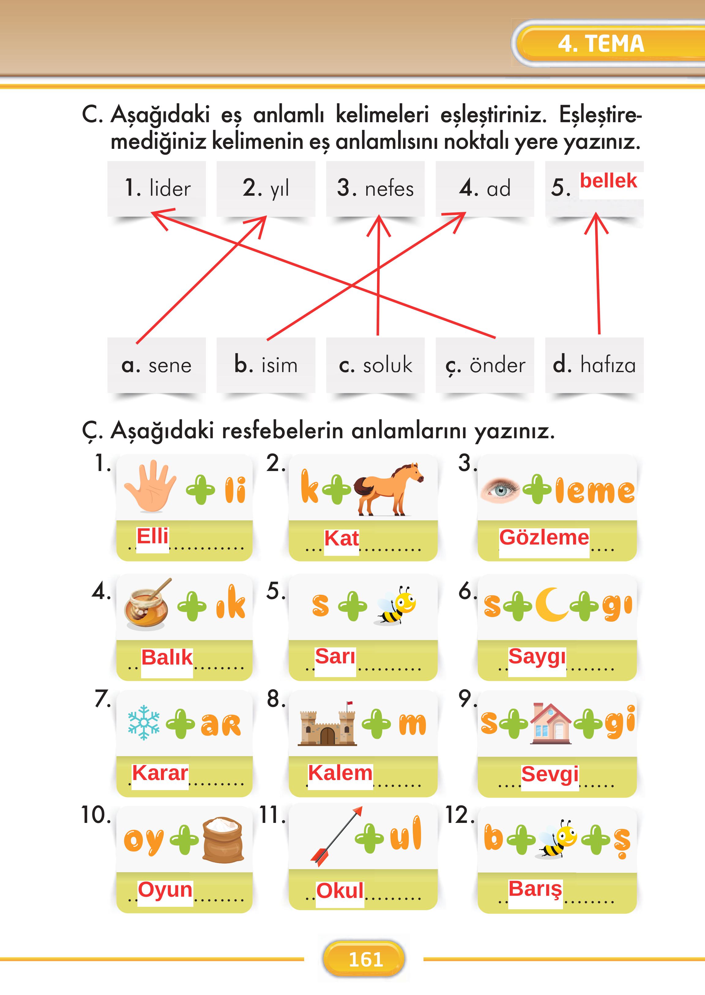 2. Sınıf İlke Yayınları Türkçe Ders Kitabı Sayfa 161 Cevapları